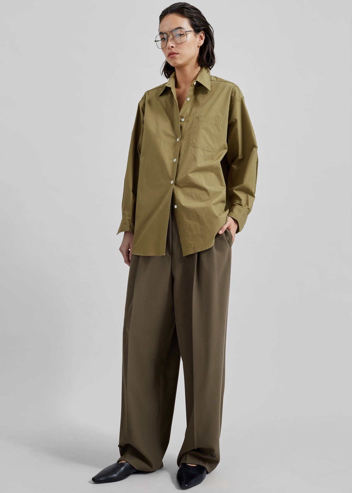 Dina Pleated Trousers - Khaki β view 6 of 16