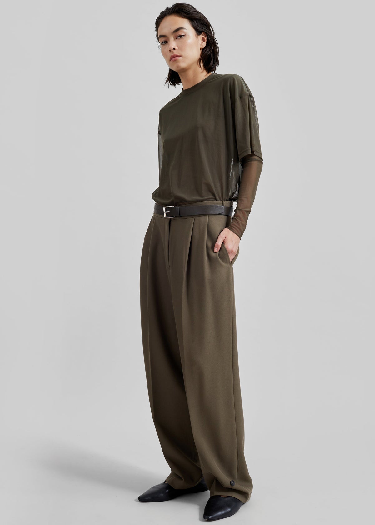Dina Pleated Trousers - Khaki β view 11 of 16