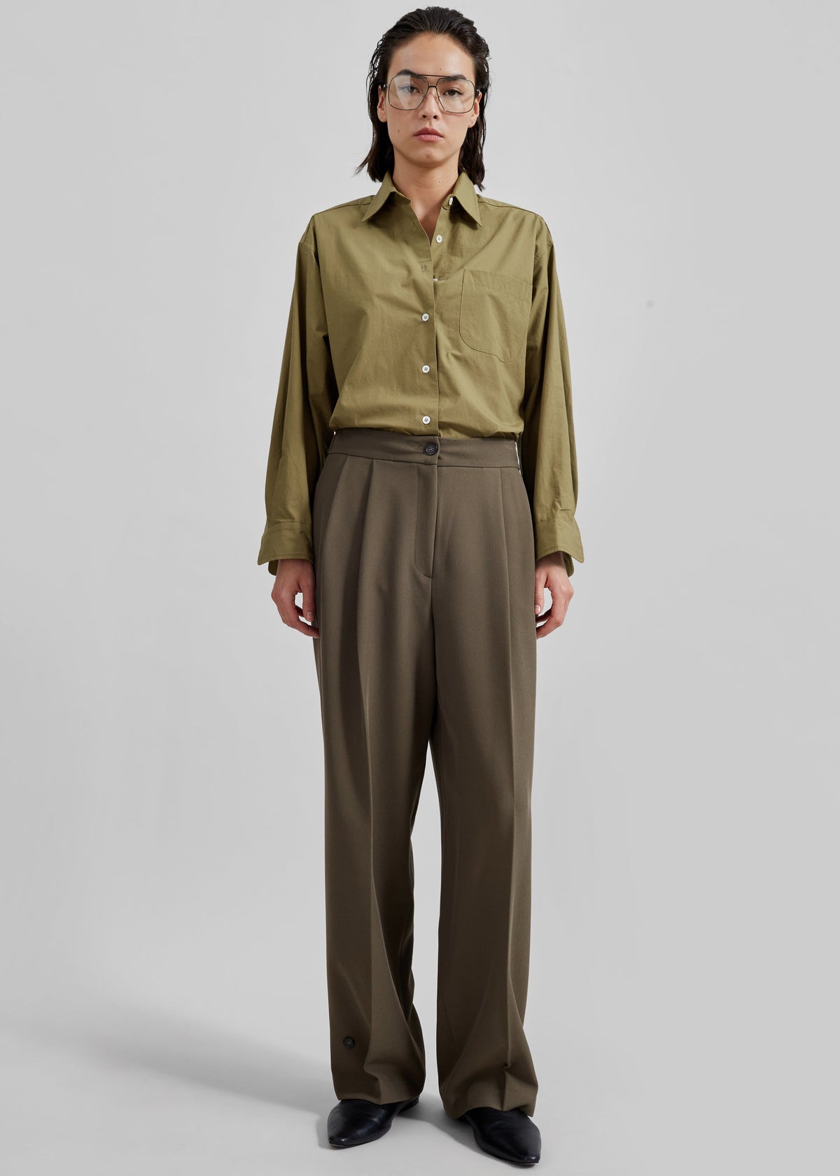 Dina Pleated Trousers - Khaki β view 9 of 16