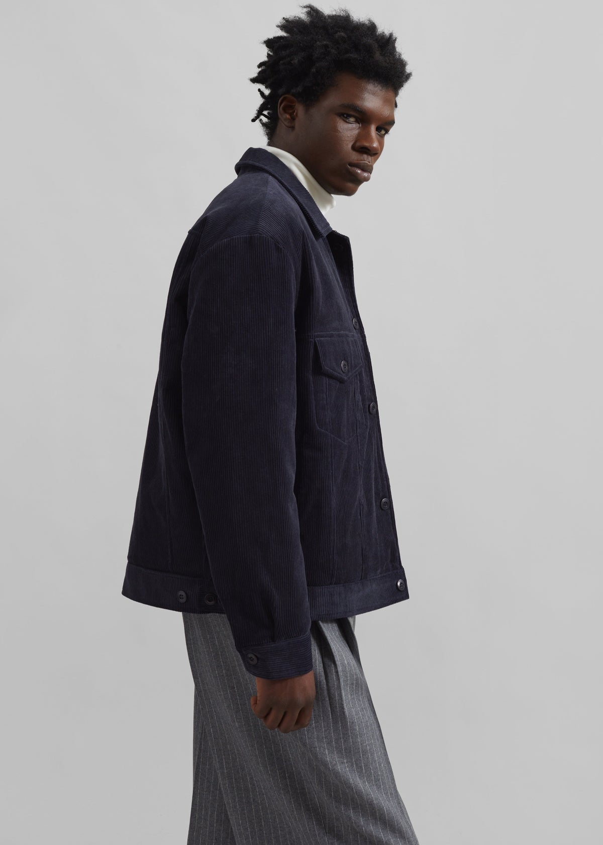Dresden Quilted Corduroy Jacket - Navy β view 4 of 8