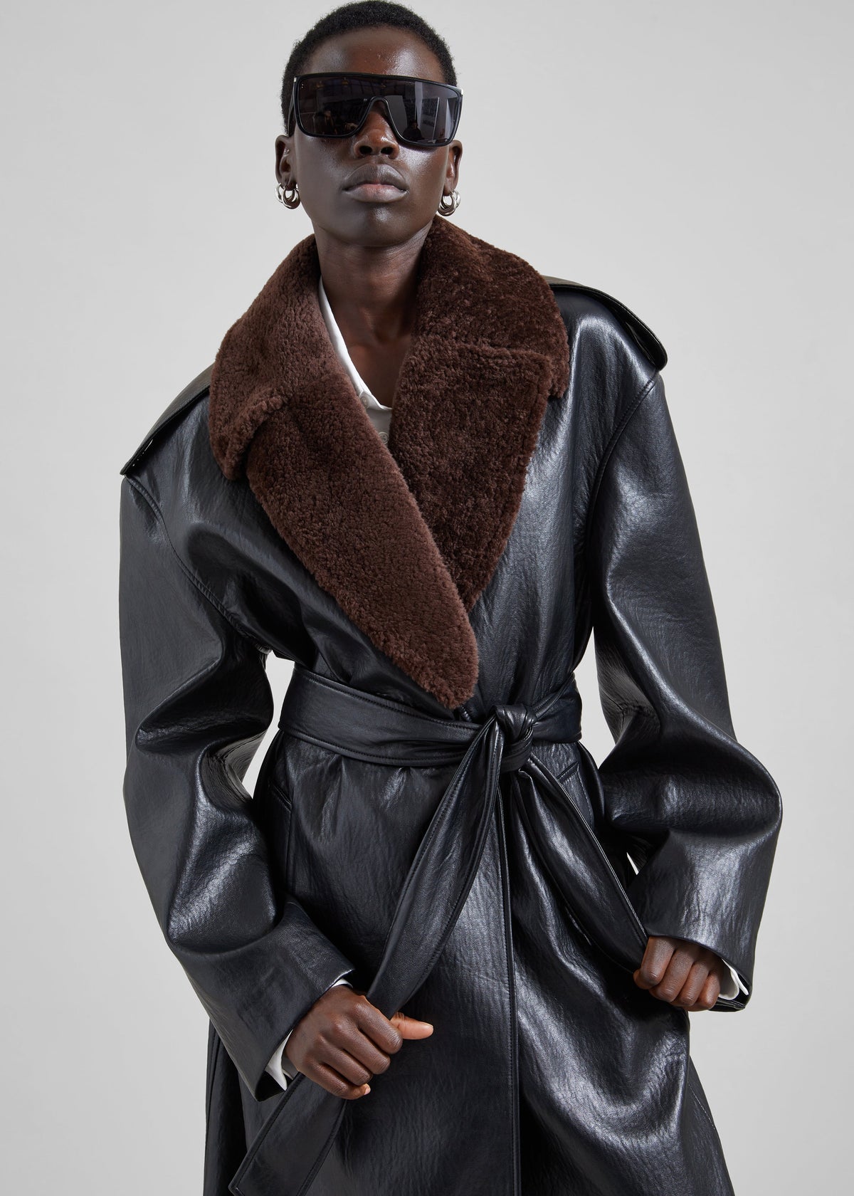 Edra Removable Collar Trench Coat - Black β view 5 of 8