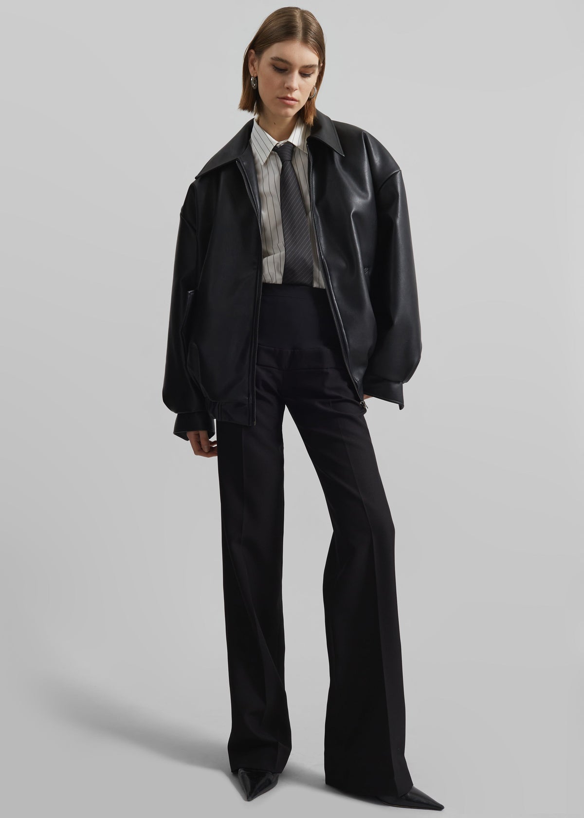 Elden Faux Leather Bomber Jacket - Black β view 1 of 7