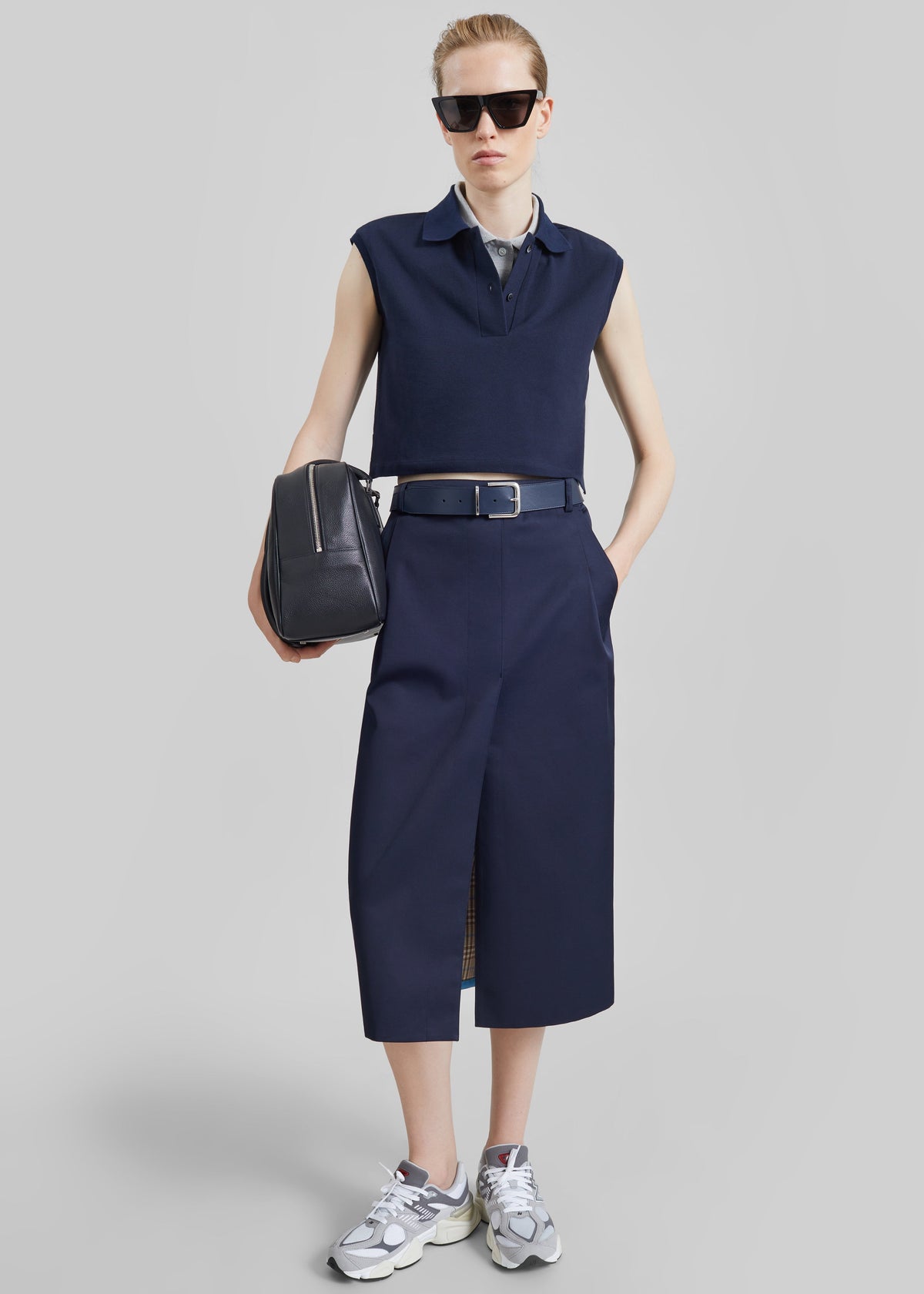 Elian Tailored Midi Skirt - Navy β view 4 of 10
