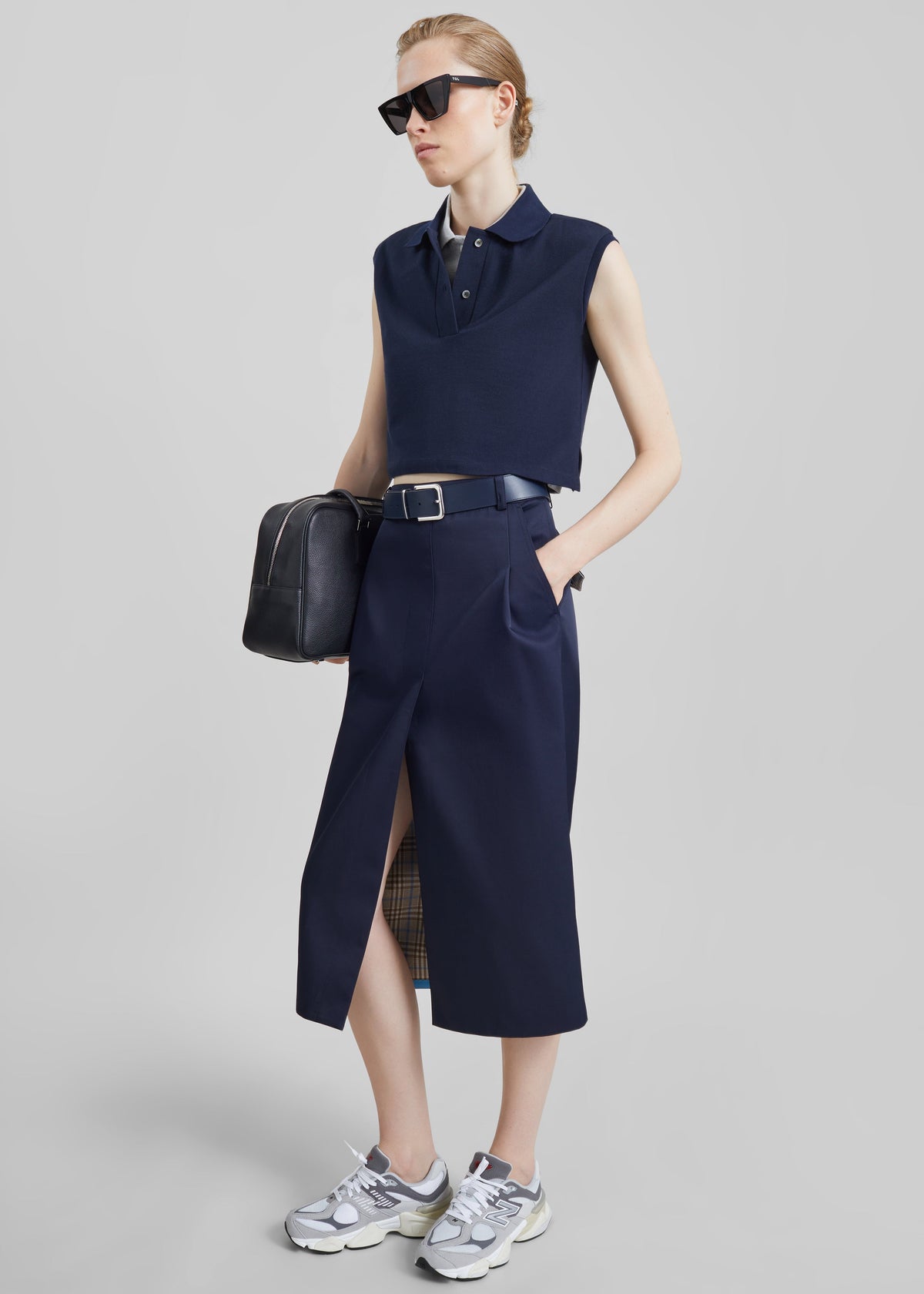 Elian Tailored Midi Skirt - Navy β view 1 of 10