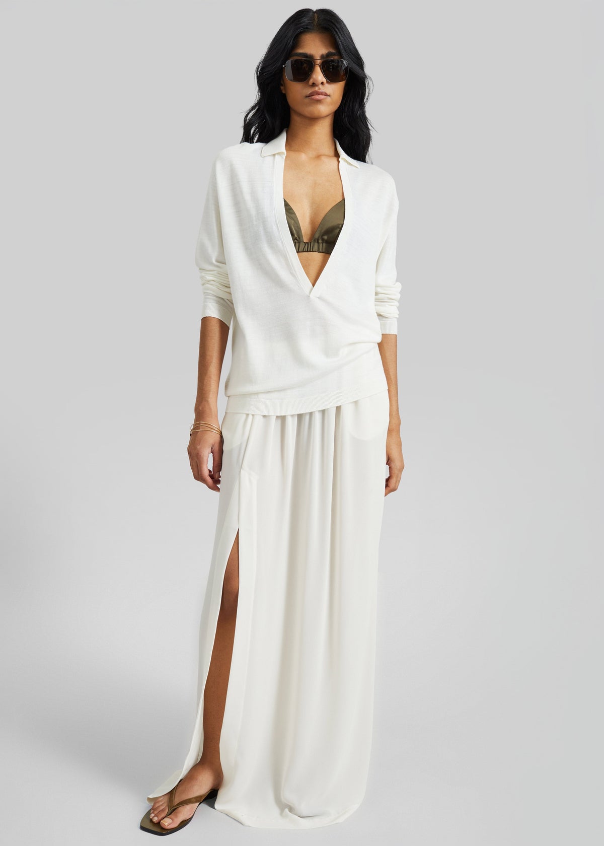Elie Silk Fluid Maxi Skirt - Ivory β view 1 of 6