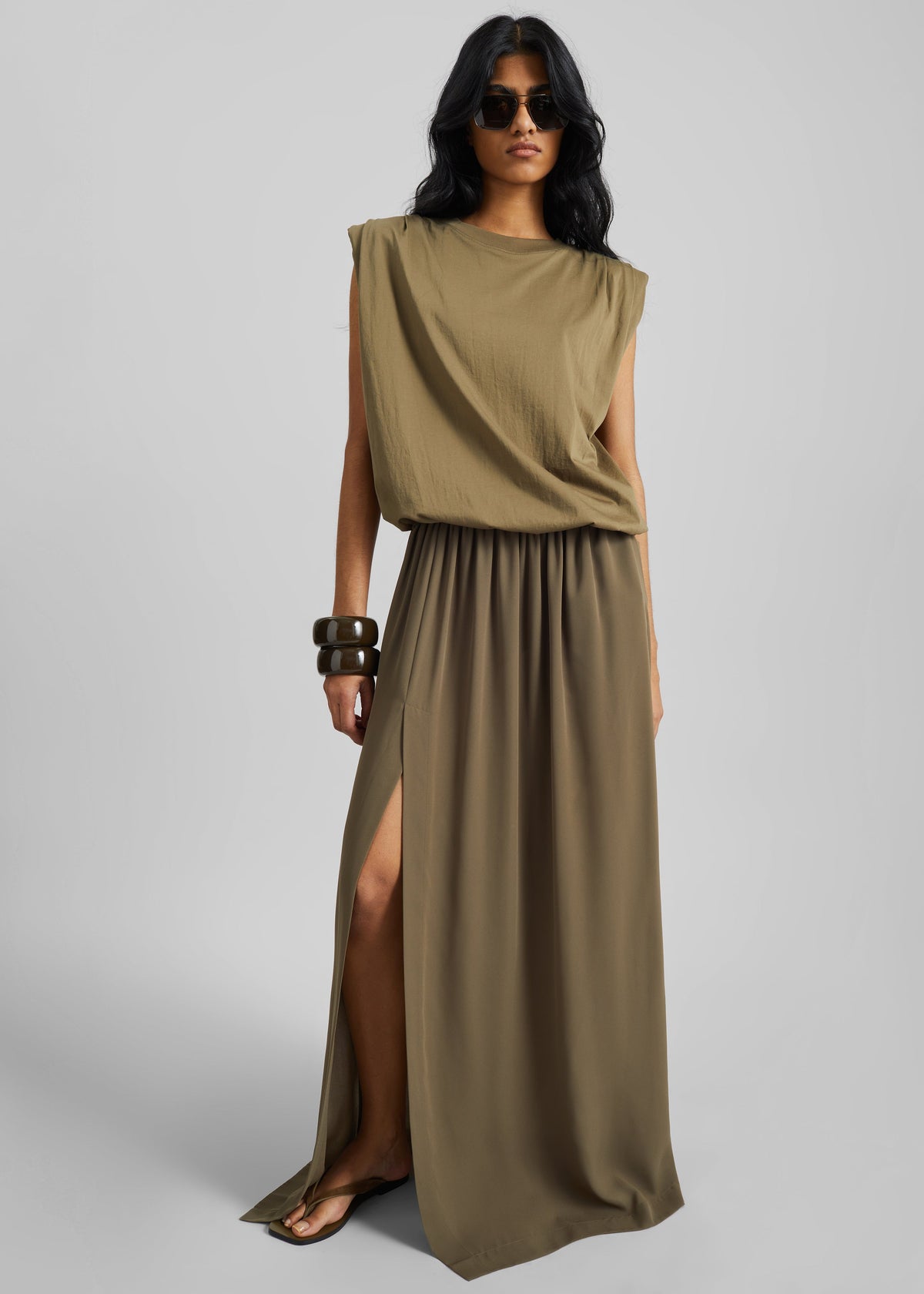 Elie Silk Fluid Maxi Skirt - Olive β view 3 of 8