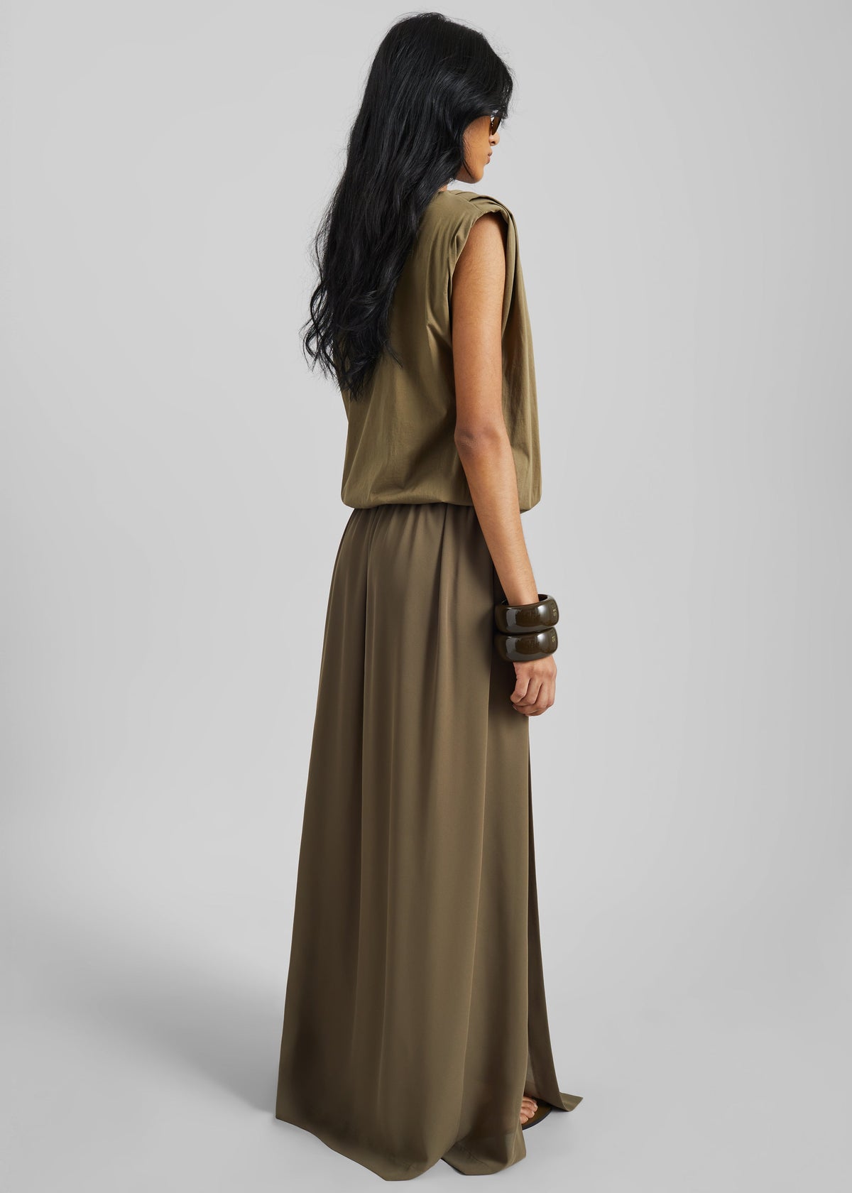 Elie Silk Fluid Maxi Skirt - Olive β view 7 of 8