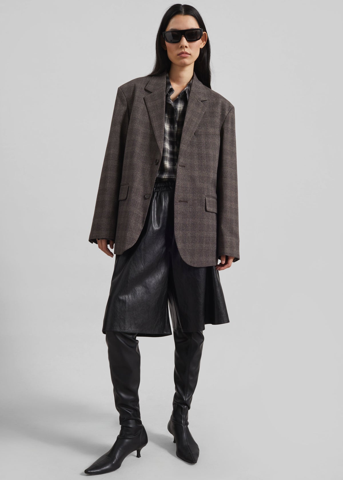 Ellory Padded Blazer - Brown Glen Plaid β view 5 of 6