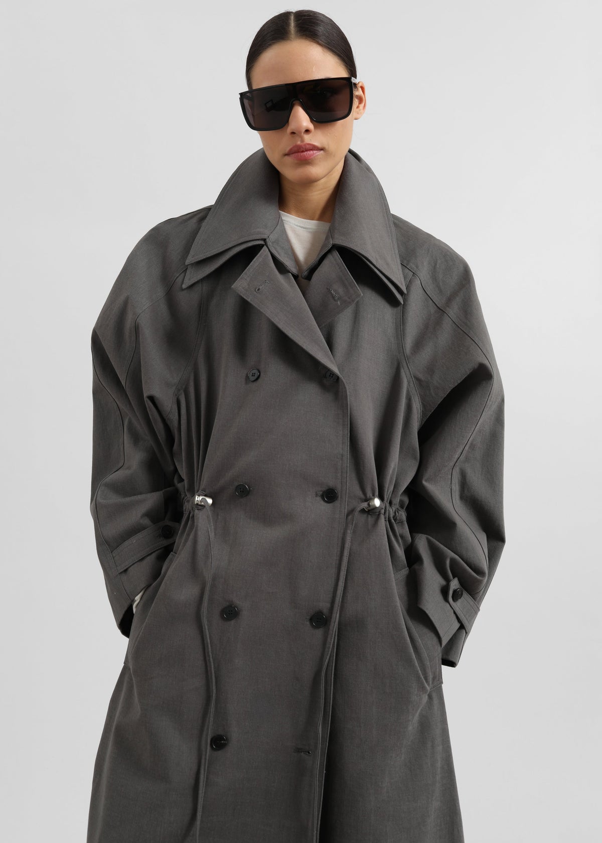 Elrod Drawstring Trench - Grey β view 3 of 9