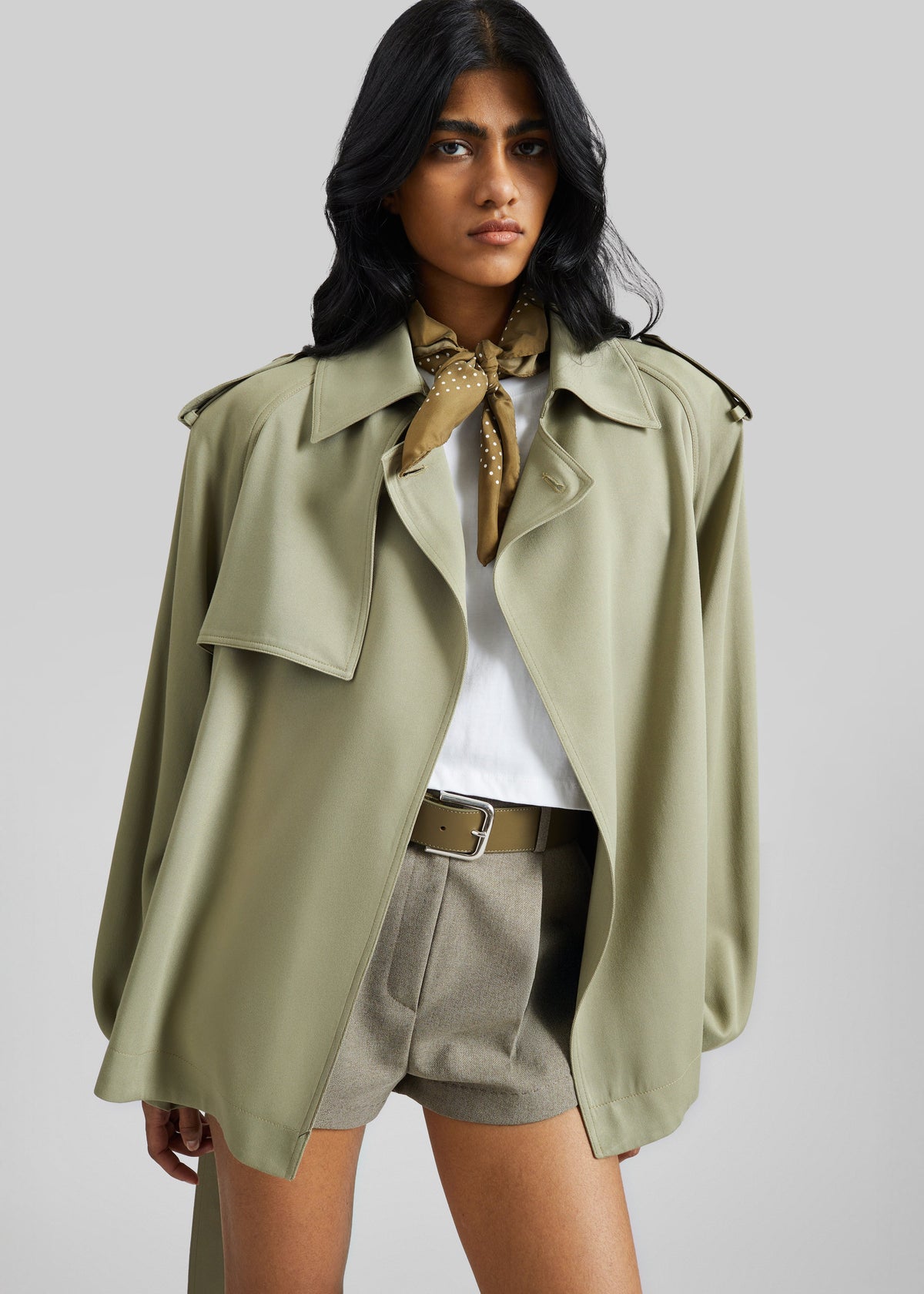 Elva Fluid Short Trench - Sage β view 1 of 9