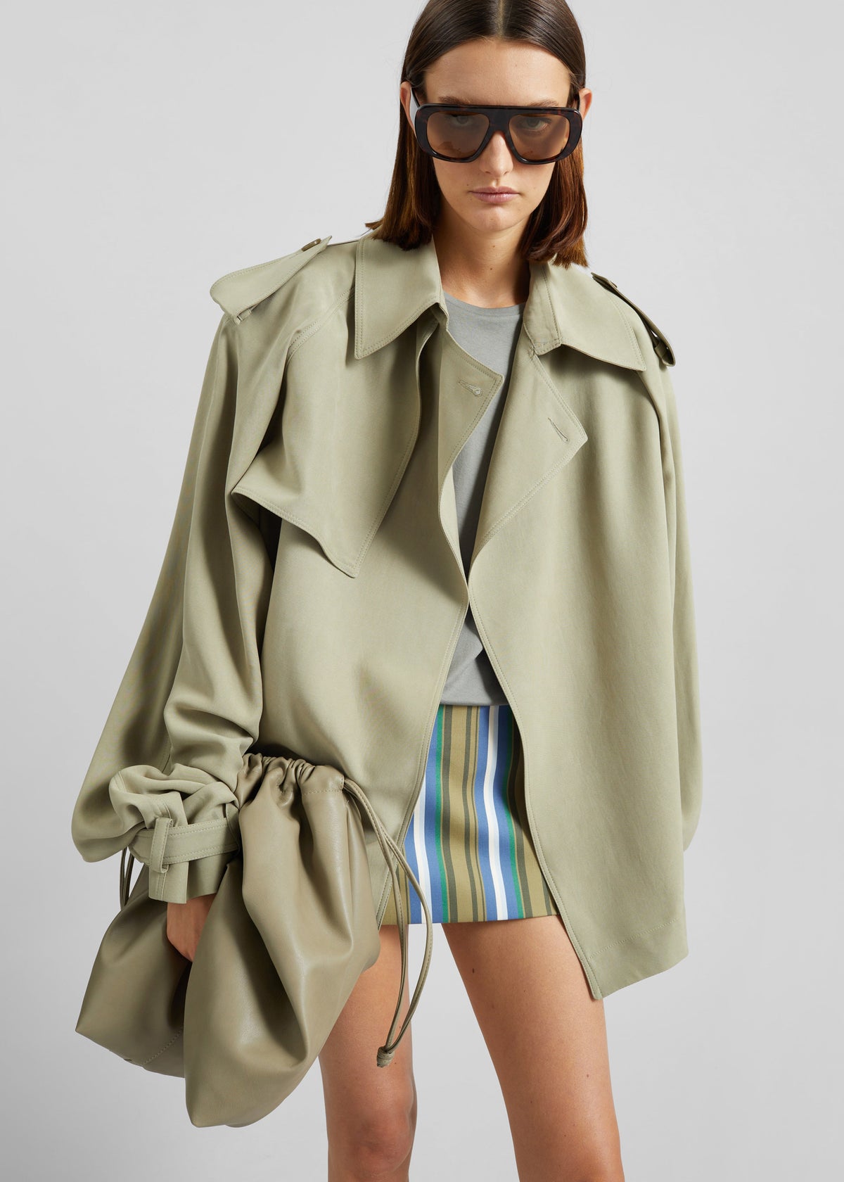 Elva Fluid Short Trench - Sage β view 3 of 9