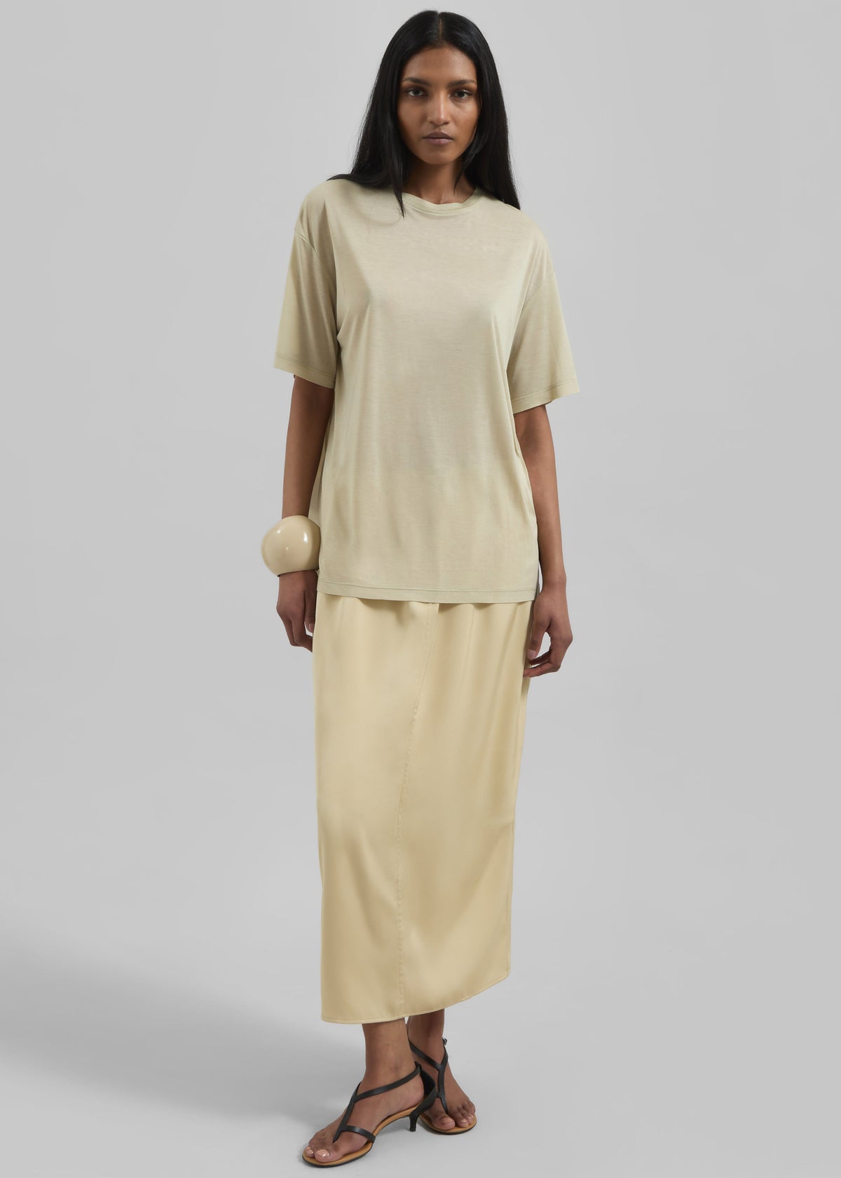 Elvas Satin Midi Skirt - Pale Yellow β view 7 of 9