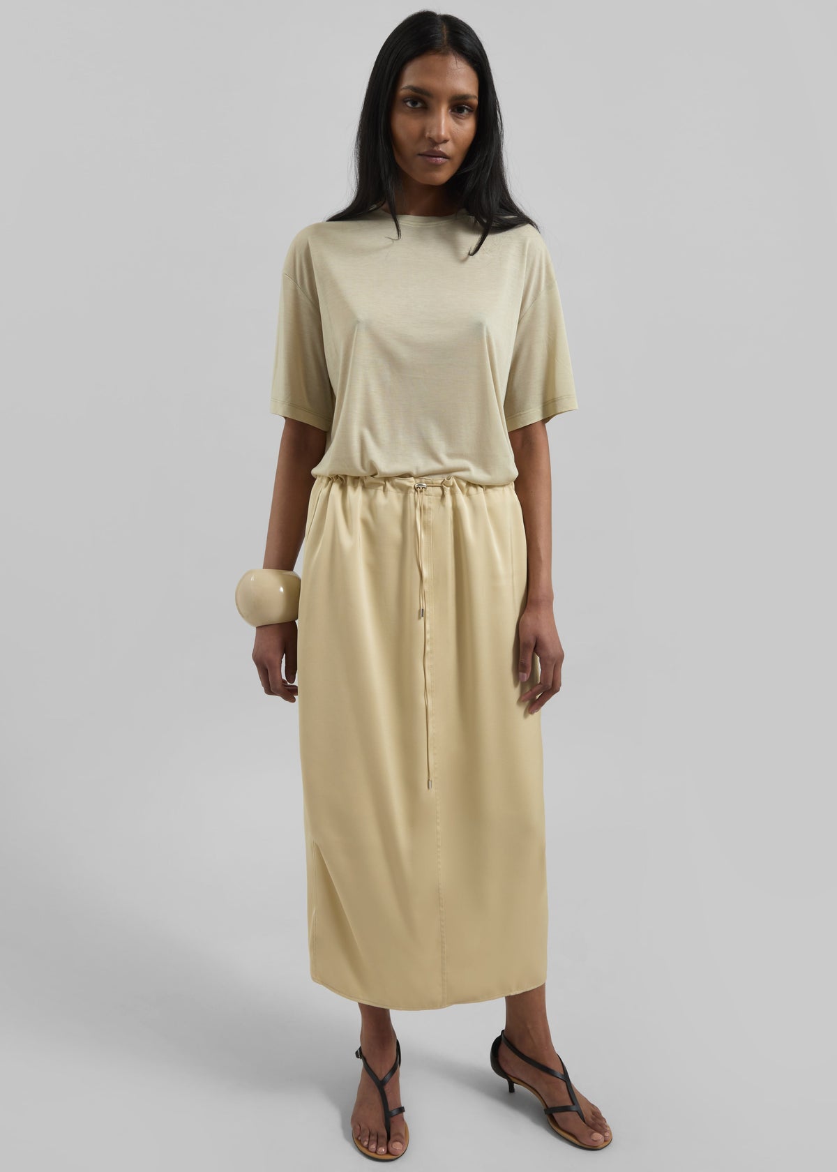 Elvas Satin Midi Skirt - Pale Yellow β view 4 of 9