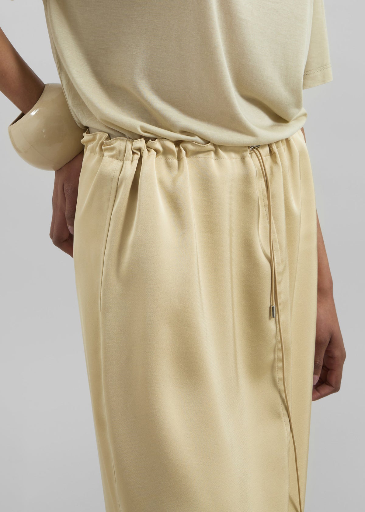 Elvas Satin Midi Skirt - Pale Yellow β view 3 of 9