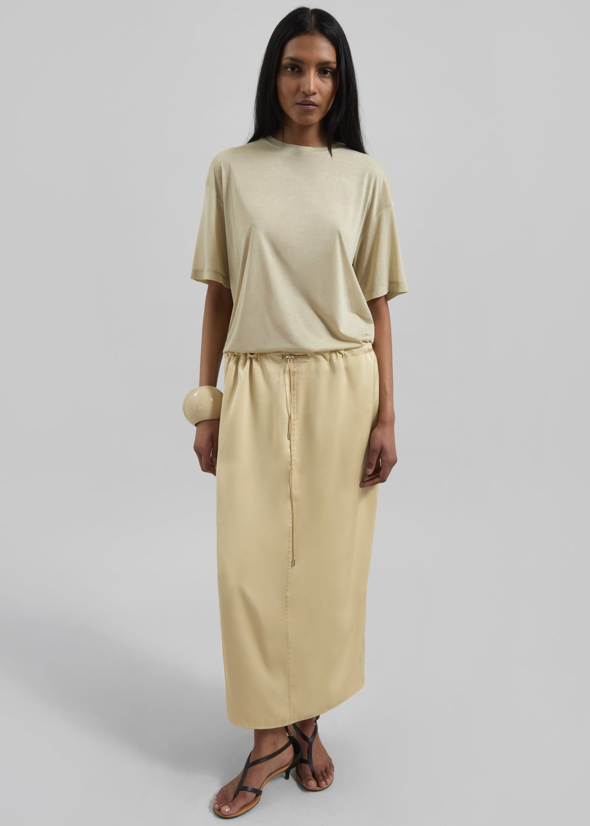 Elvas Satin Midi Skirt - Pale Yellow β view 5 of 9