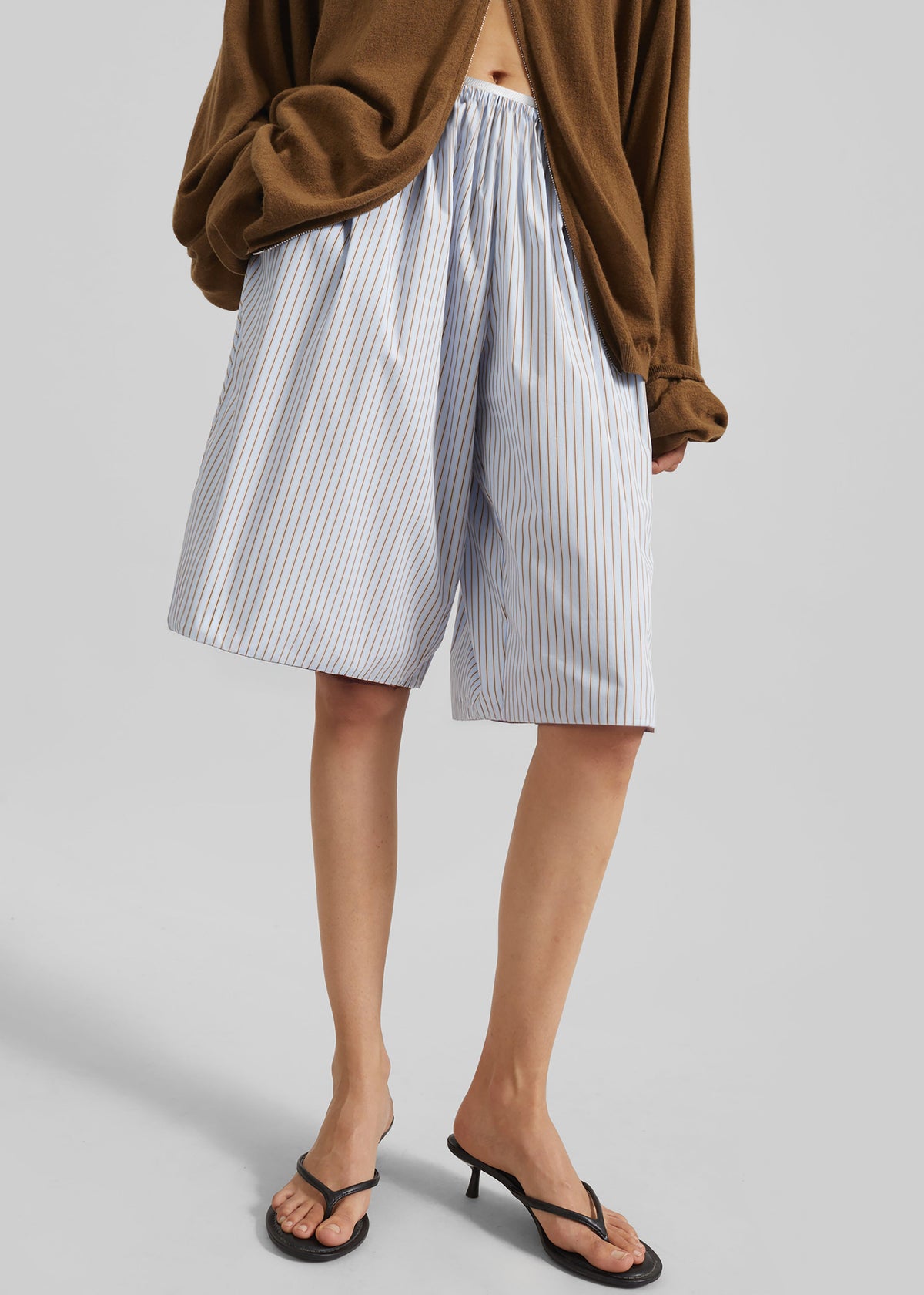 Elyn Cotton Bermuda Shorts - Light Blue/Brown Stripe β view 2 of 8