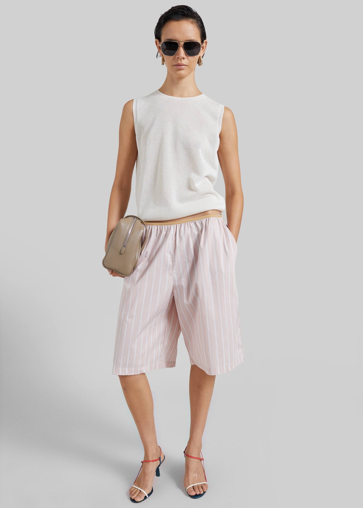 Elyn Elastic Bermuda Shorts - Pink/White Stripes β view 7 of 10