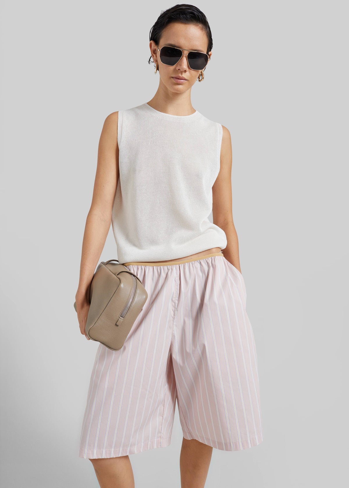 Elyn Elastic Bermuda Shorts - Pink/White Stripes β view 3 of 10
