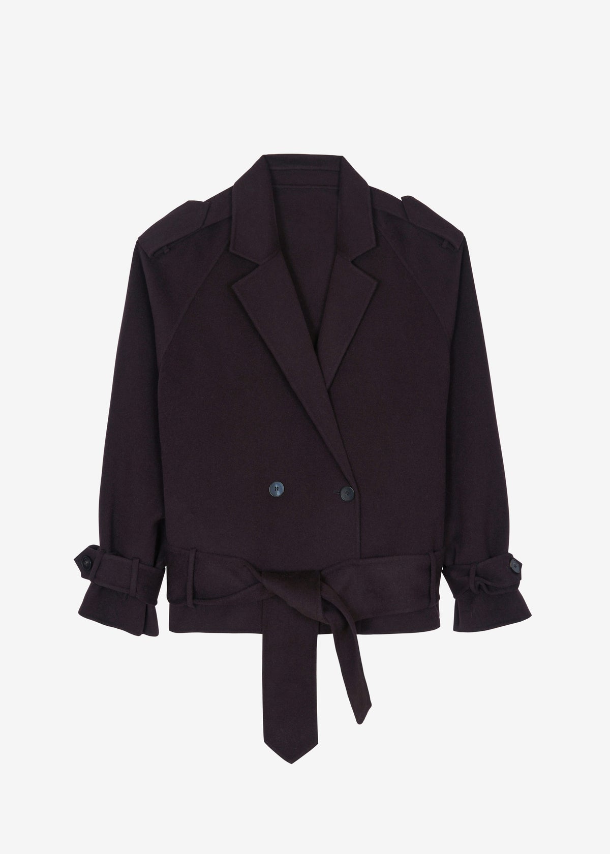 Elys Short Wool Trench - Dark Plum β view 10 of 10
