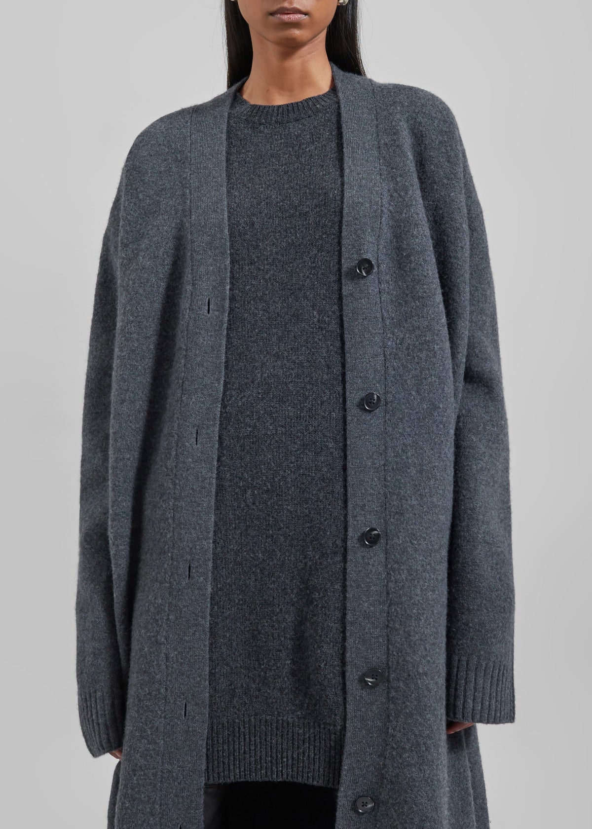 Emi Long Knit Cardigan - Dark Grey Melange β view 4 of 10