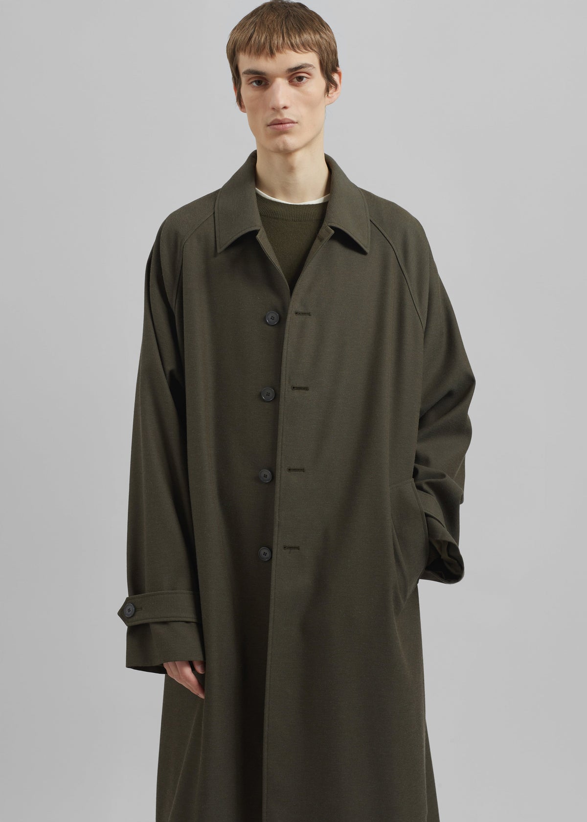 Emil Wool-Blend Trench - Army Green β view 3 of 9