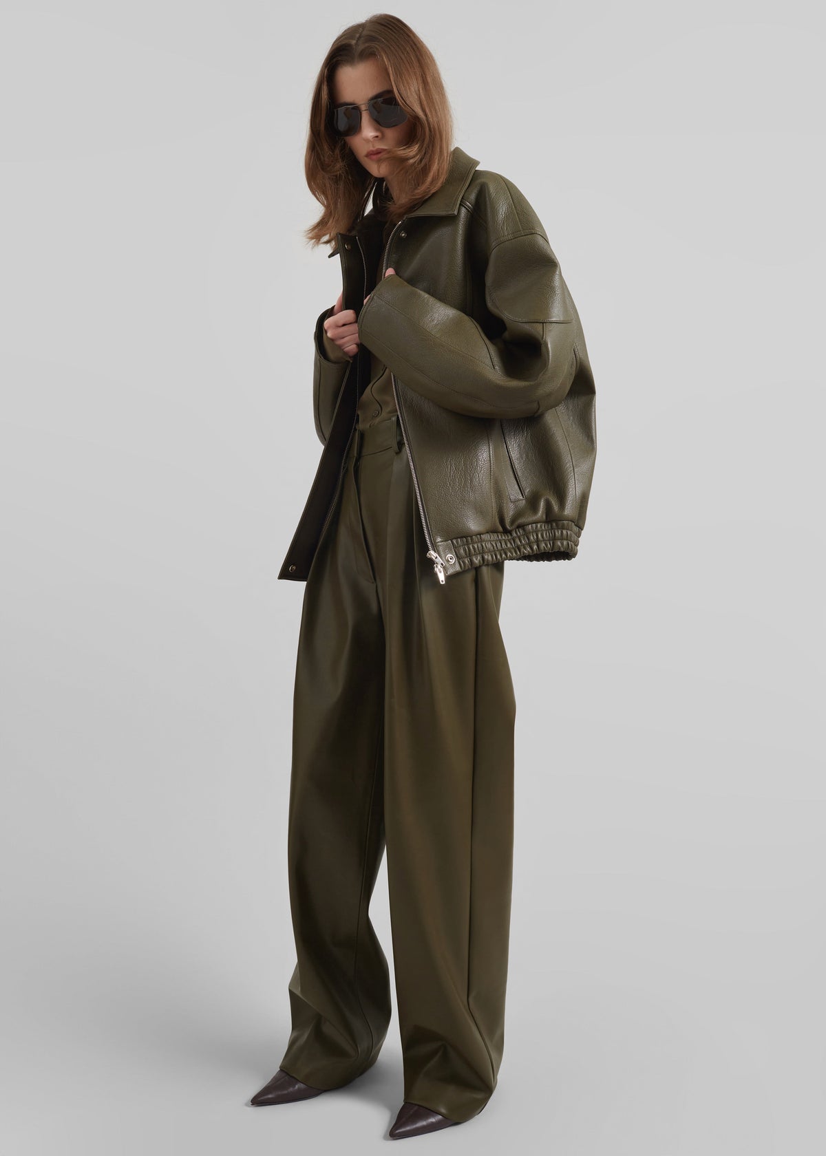 Enora Faux Leather Jacket - Olive β view 4 of 12