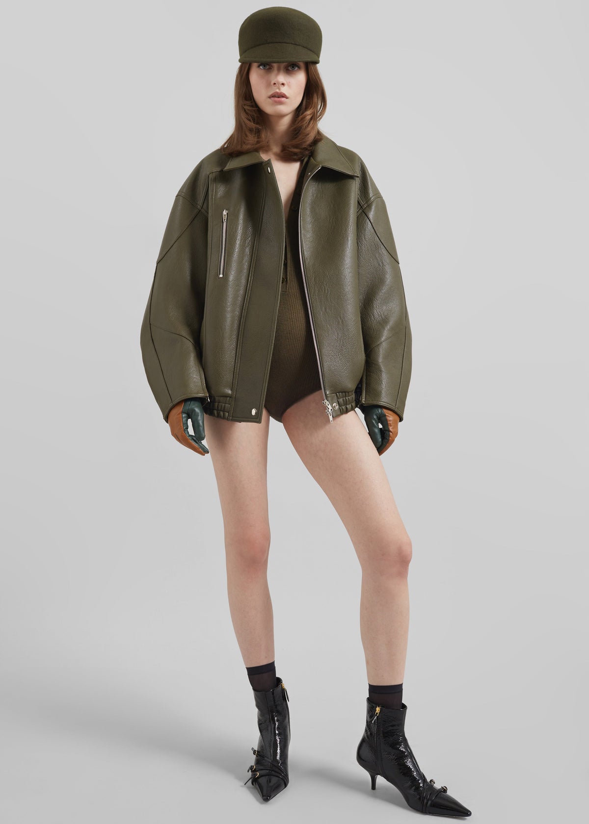 Enora Faux Leather Jacket - Olive β view 8 of 12