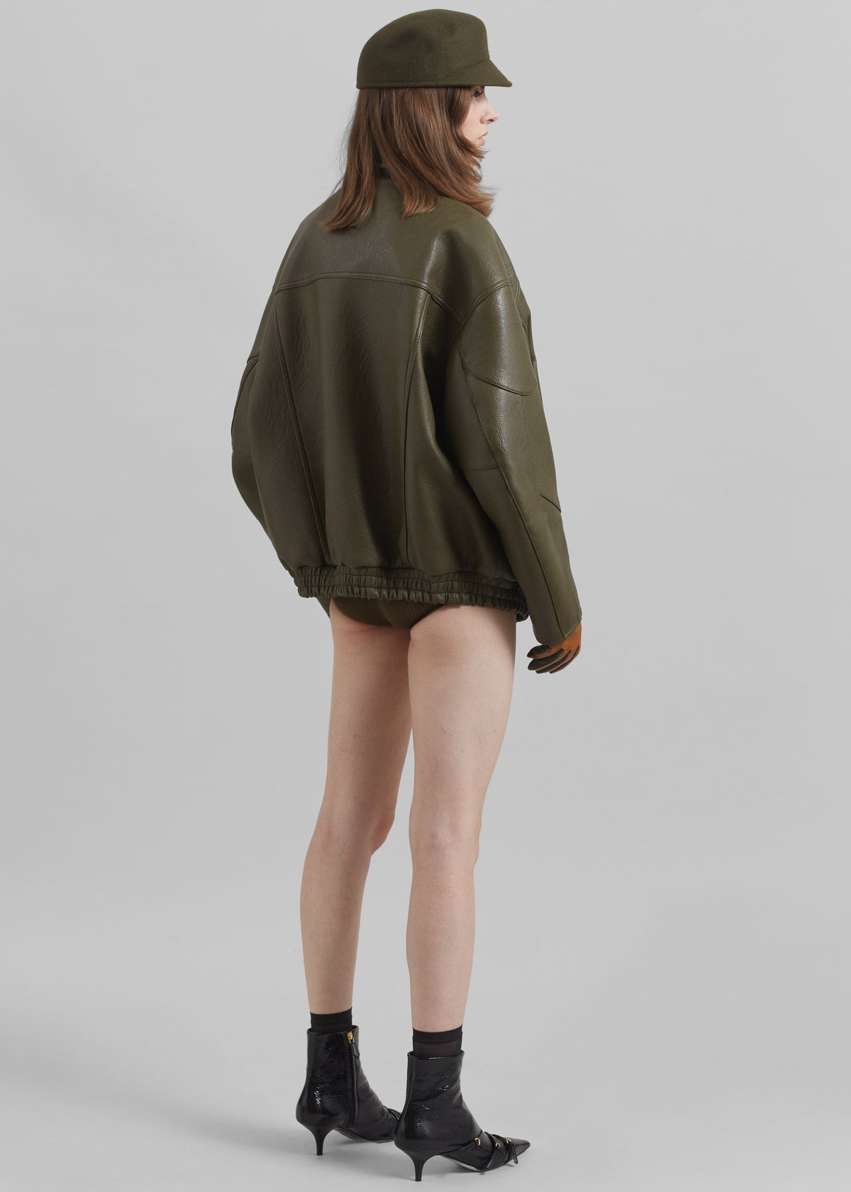 Enora Faux Leather Jacket - Olive β view 11 of 12