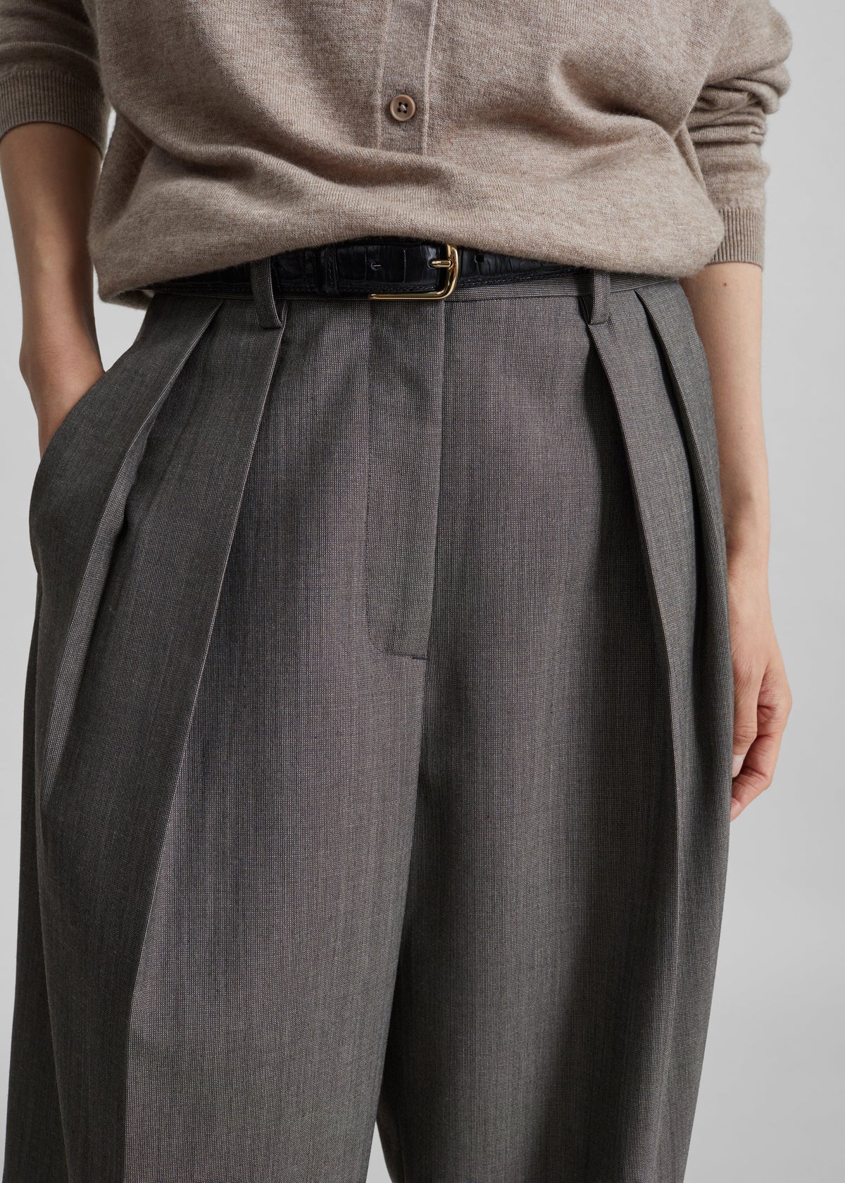 Erena Pleated Trousers - Dark Taupe β view 4 of 8