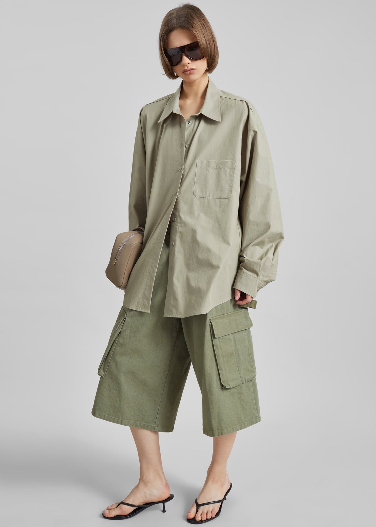 Eston Cotton Oversized Shirt - Sage β view 2 of 8