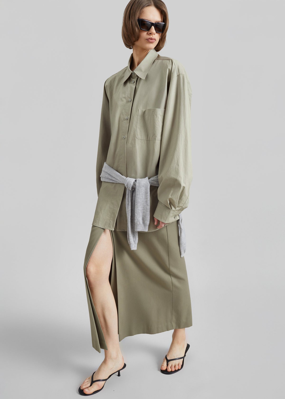 Eston Cotton Oversized Shirt - Sage β view 4 of 8