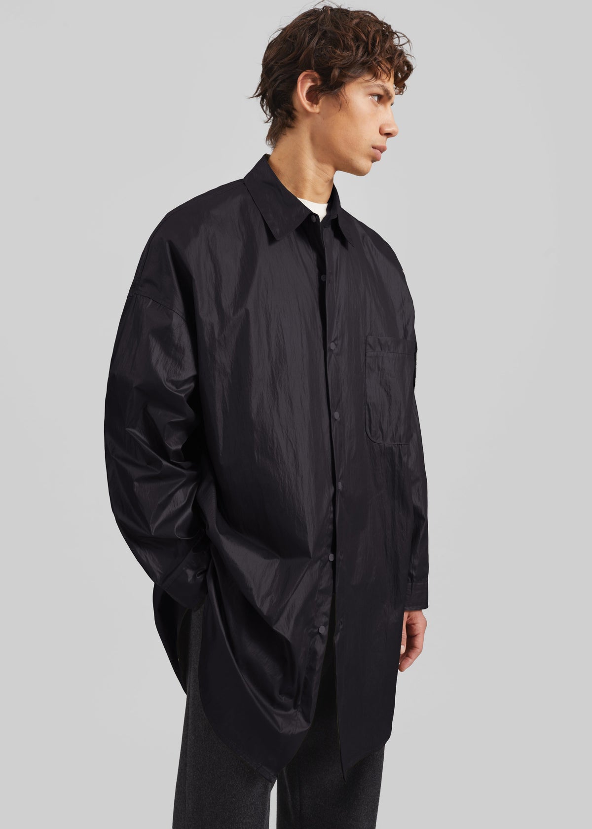 Etah Lustrous Oversized Shirt - Black β view 1 of 6