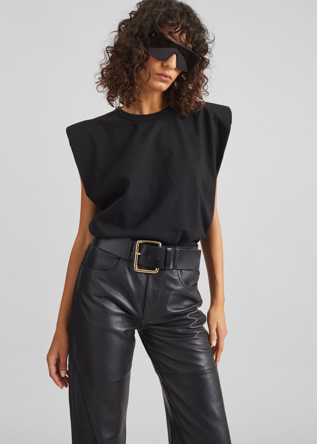 Eva Padded Shoulder Muscle T-Shirt - Black β view 3 of 11