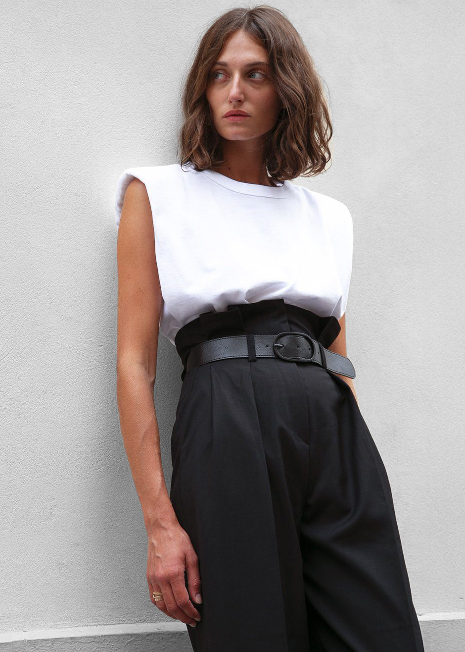 Eva Padded Shoulder Muscle T-Shirt - White β view 3 of 9