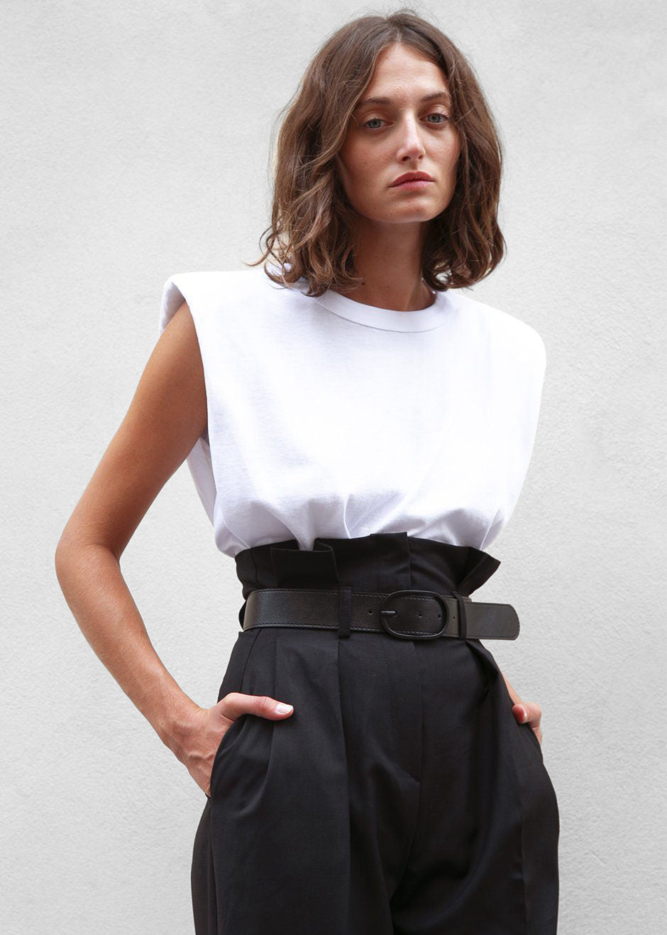 Eva Padded Shoulder Muscle T-Shirt - White β view 4 of 9
