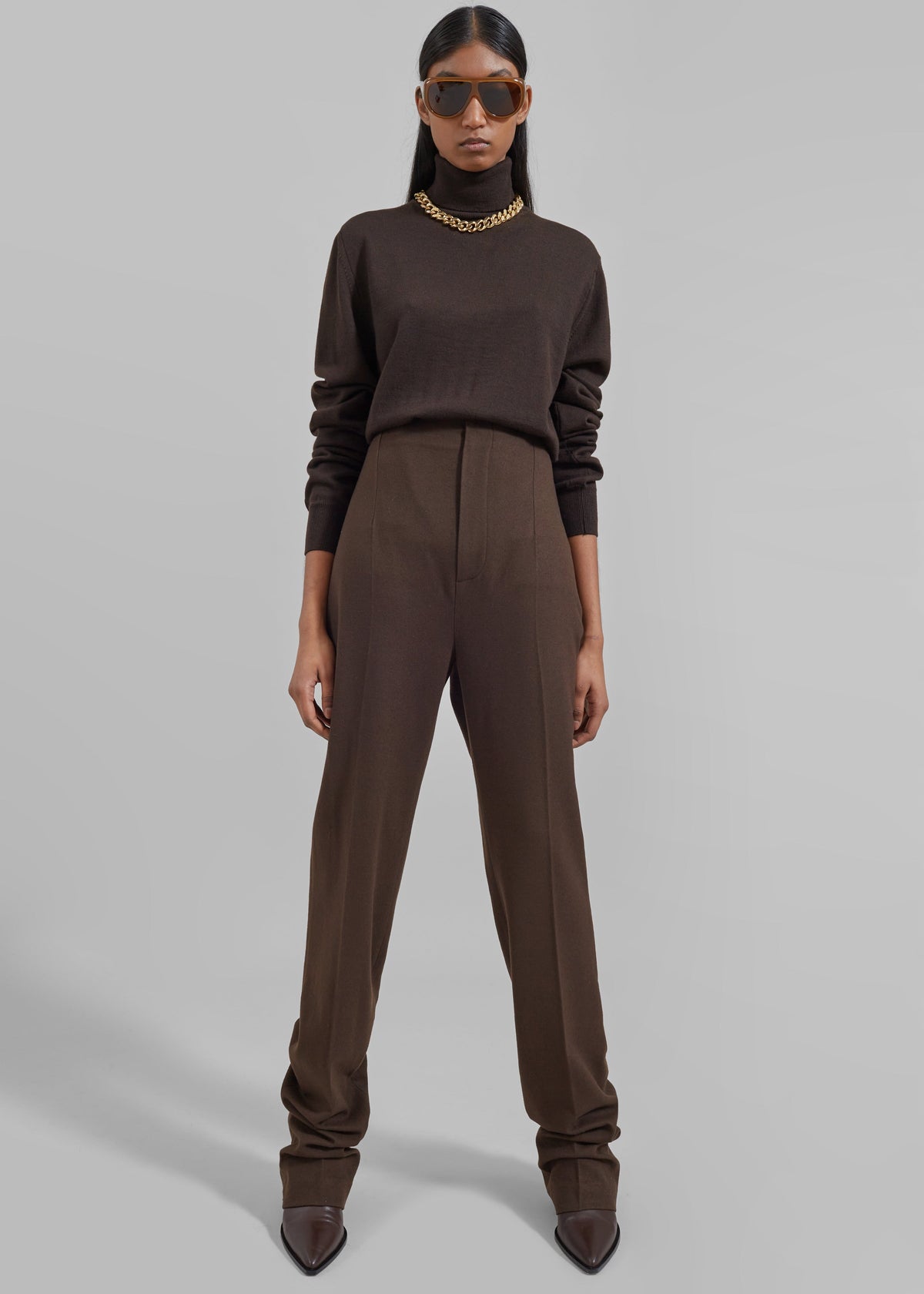 Eve Thin Turtleneck Sweater - Dark Brown β view 3 of 10