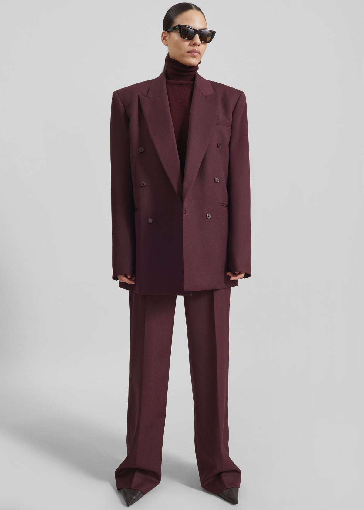 Eve Thin Turtleneck Sweater - Burgundy β view 6 of 10