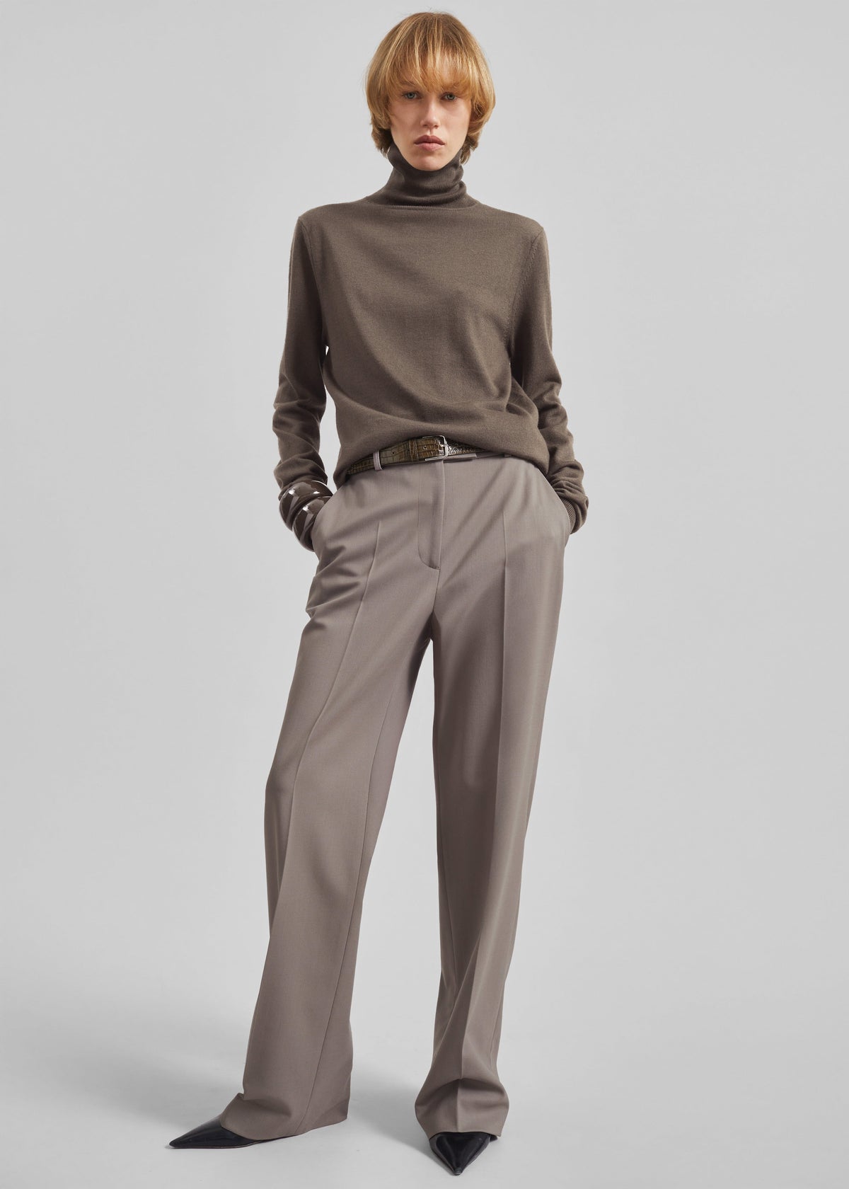Eve Thin Turtleneck Sweater - Dark Taupe β view 4 of 6
