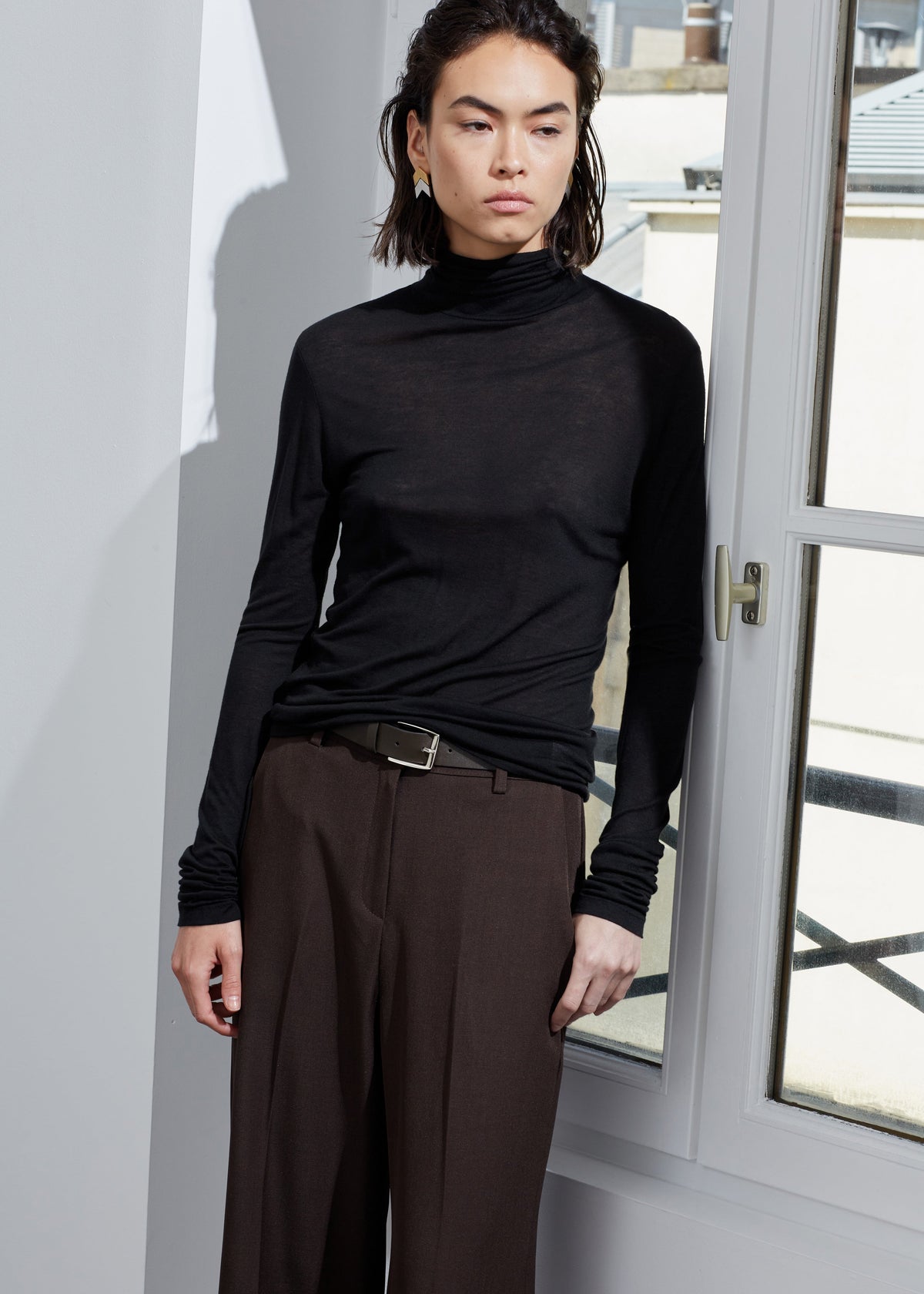 Evren Sheer Turtleneck - Black β view 5 of 7