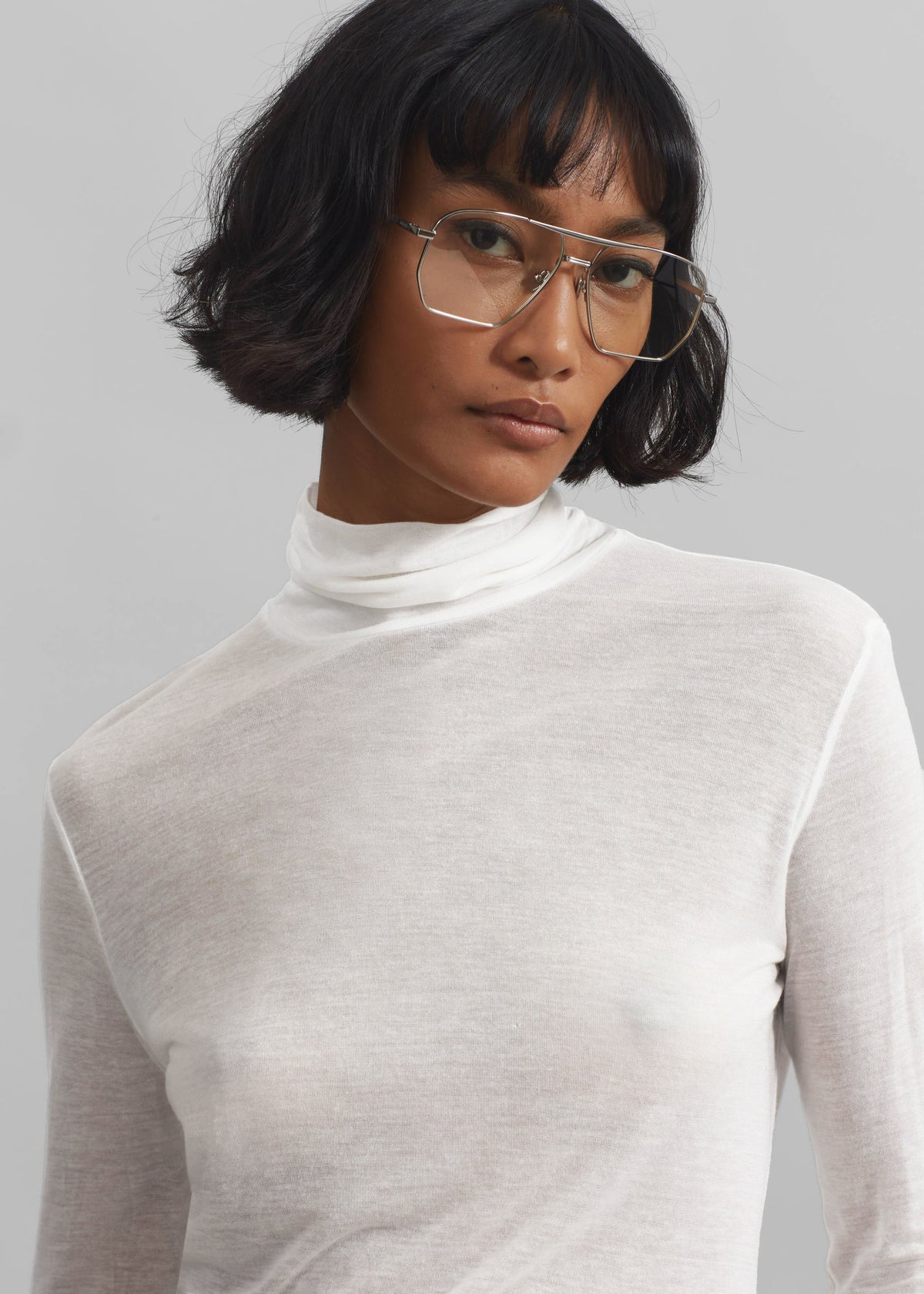 Evren Sheer Turtleneck - White β view 1 of 8