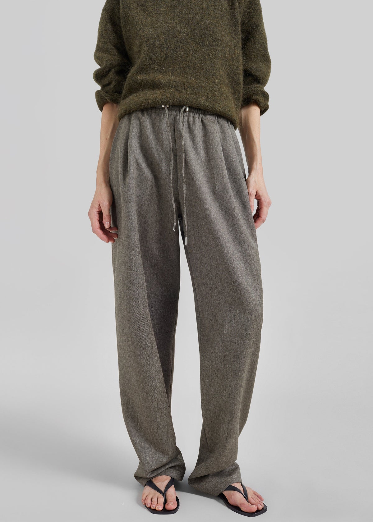 Finn Wool Elastic Pants - Beige Melange β view 2 of 8
