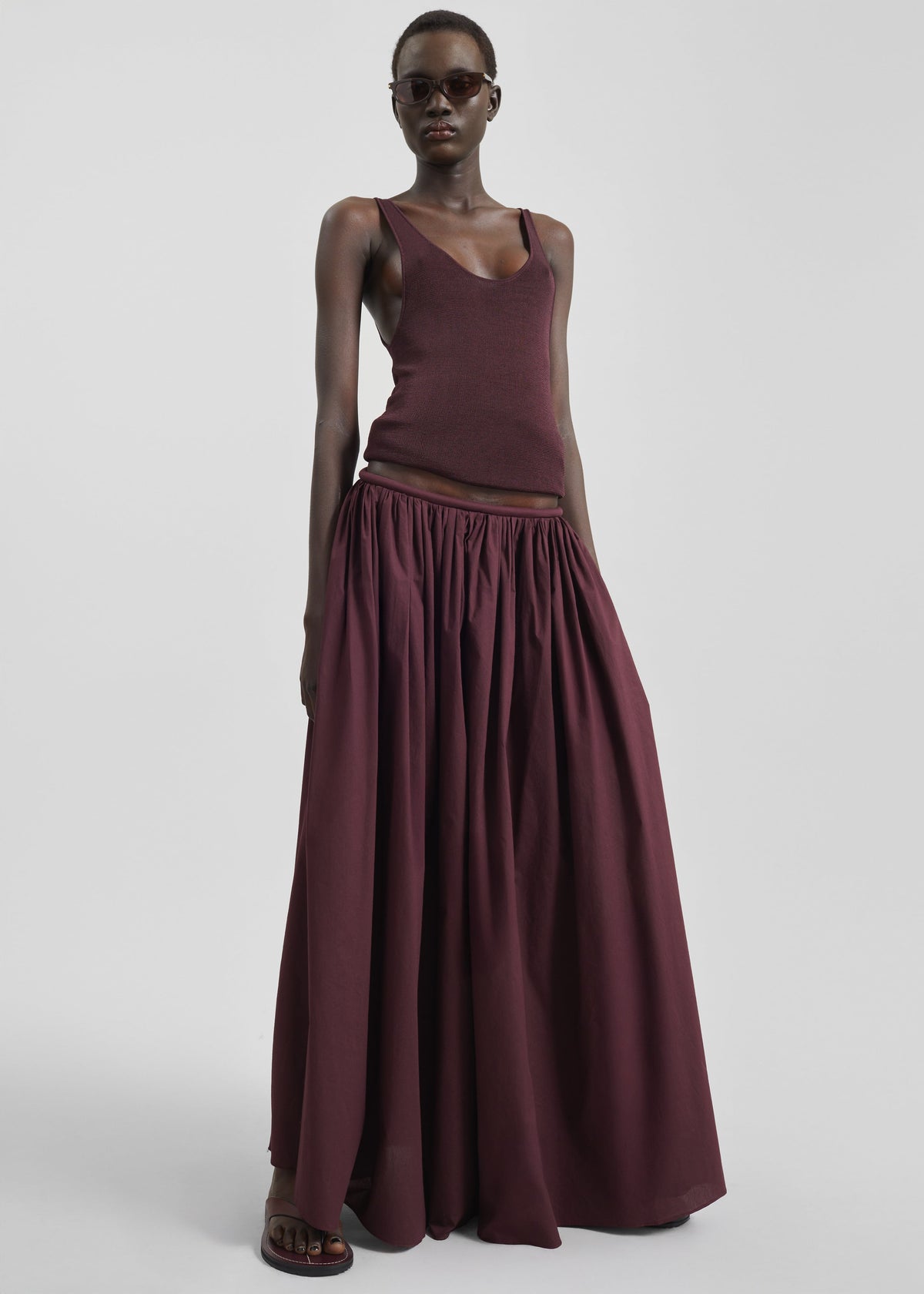 Gaeta Wide Corded Waistband Culottes - Burgundy β view 2 of 9