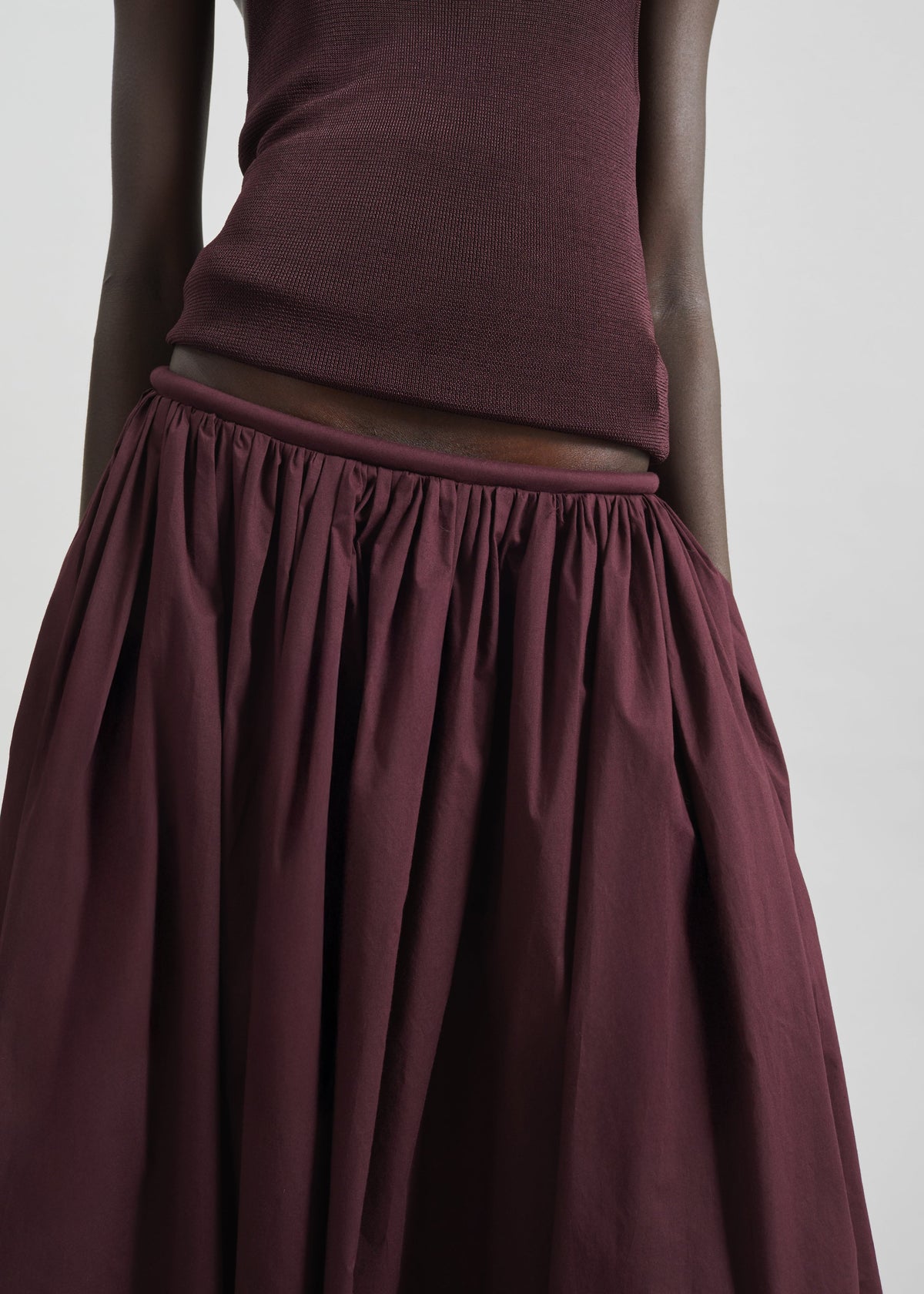 Gaeta Wide Corded Waistband Culottes - Burgundy β view 5 of 9