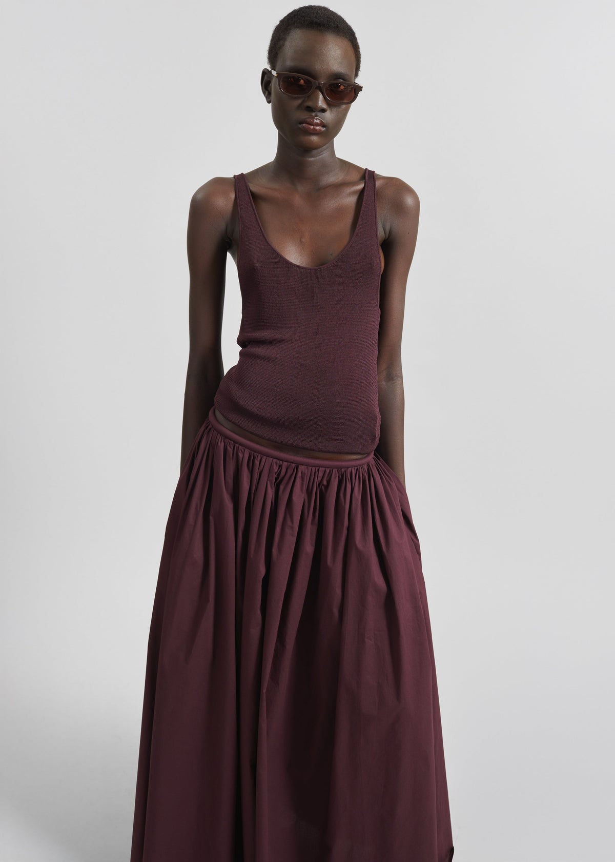 Gaeta Wide Corded Waistband Culottes - Burgundy β view 7 of 9
