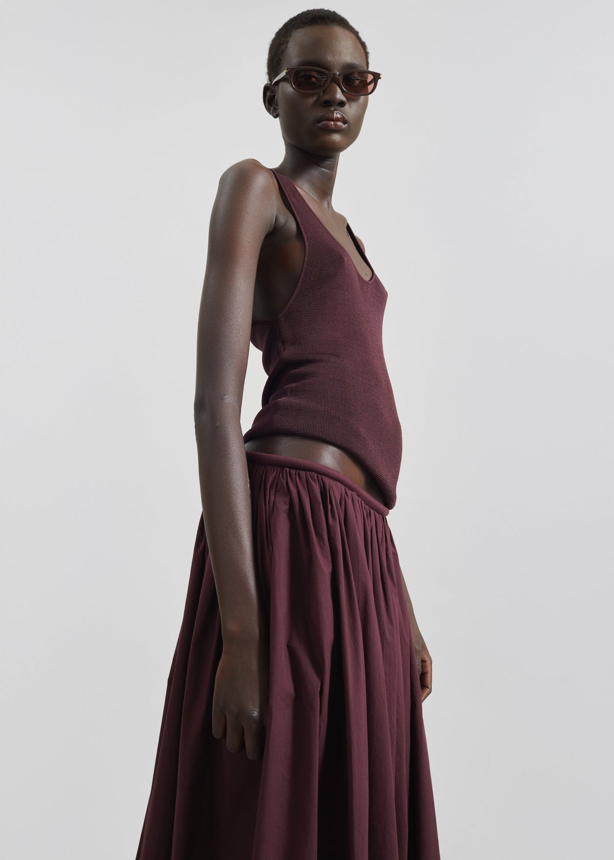 Gaeta Wide Corded Waistband Culottes - Burgundy β view 3 of 9