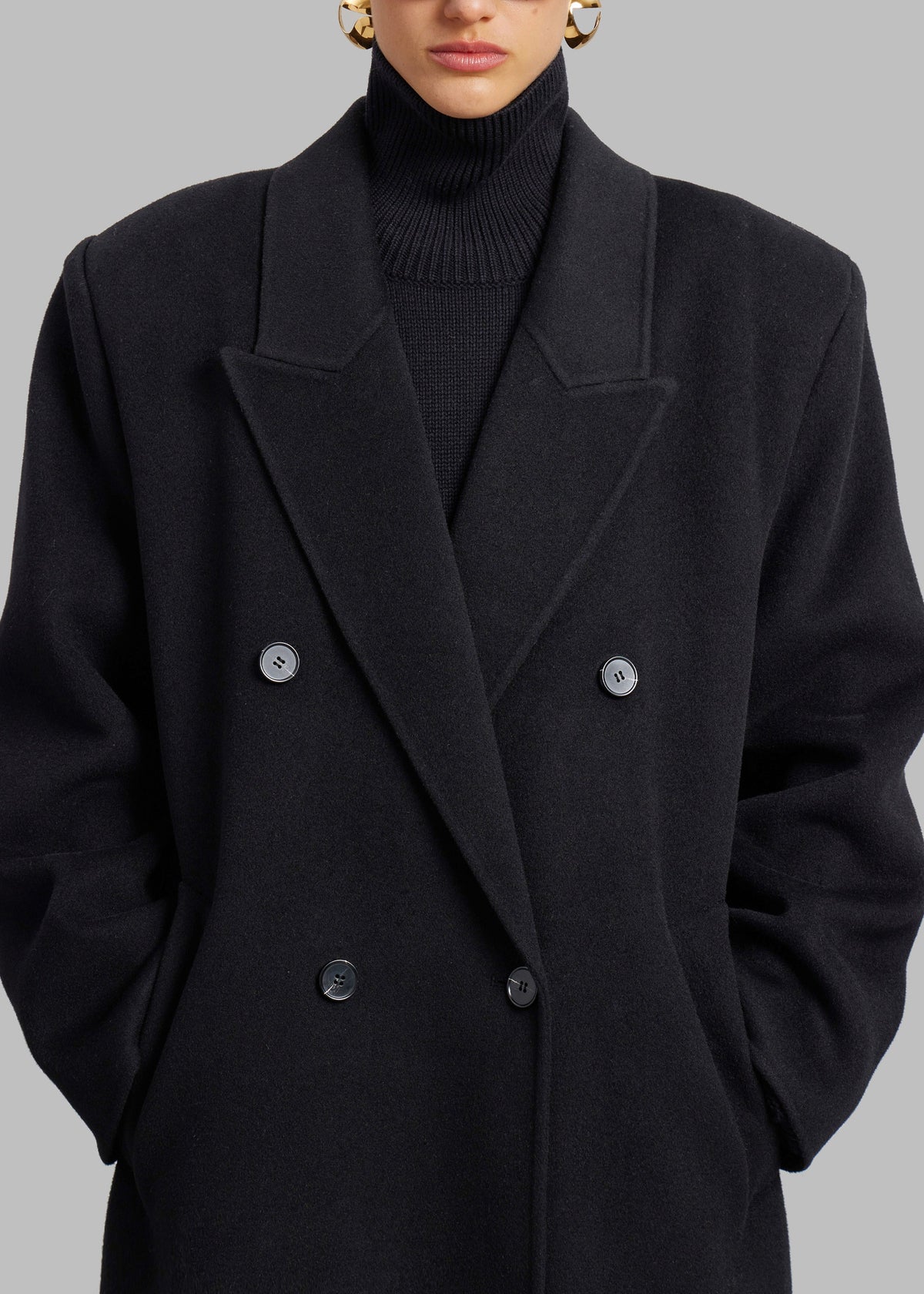 Gaia Double-Breasted Coat - Black β view 3 of 5