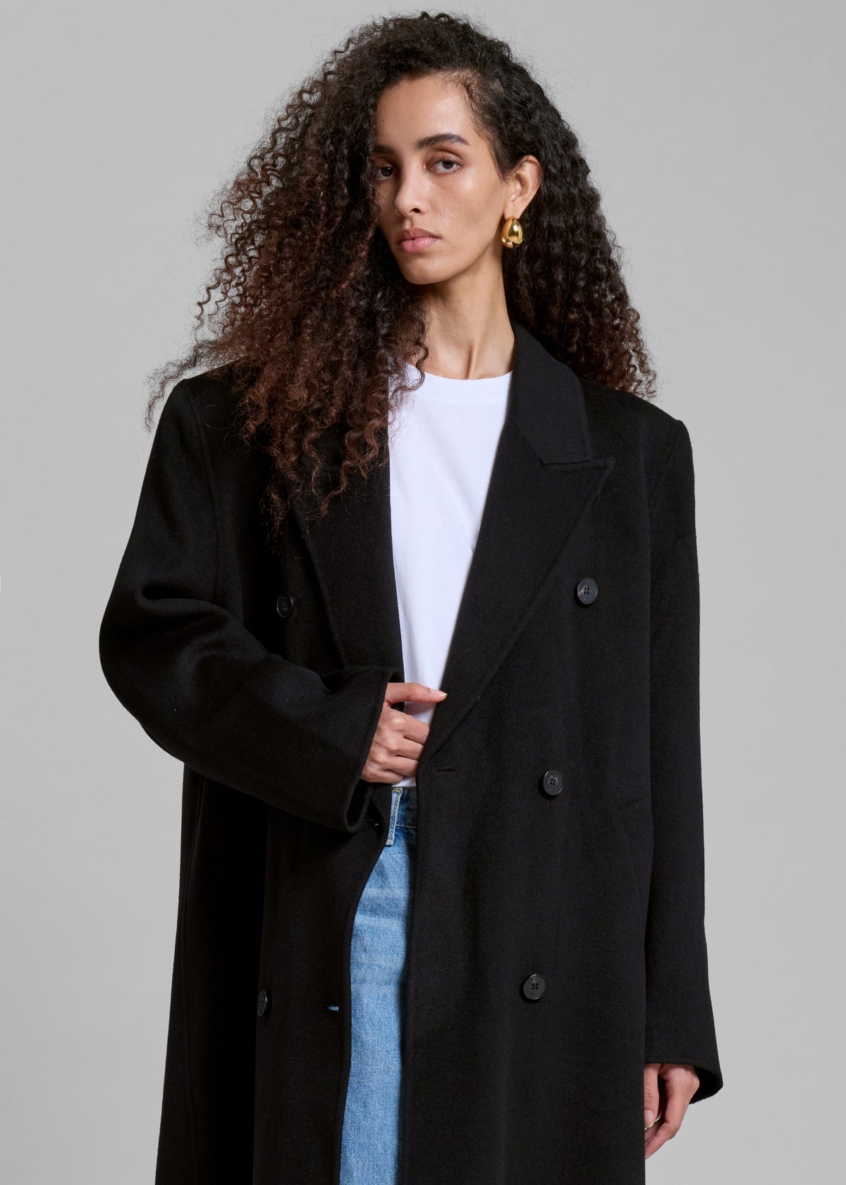Gaia Double-Breasted Coat - Black β view 2 of 5