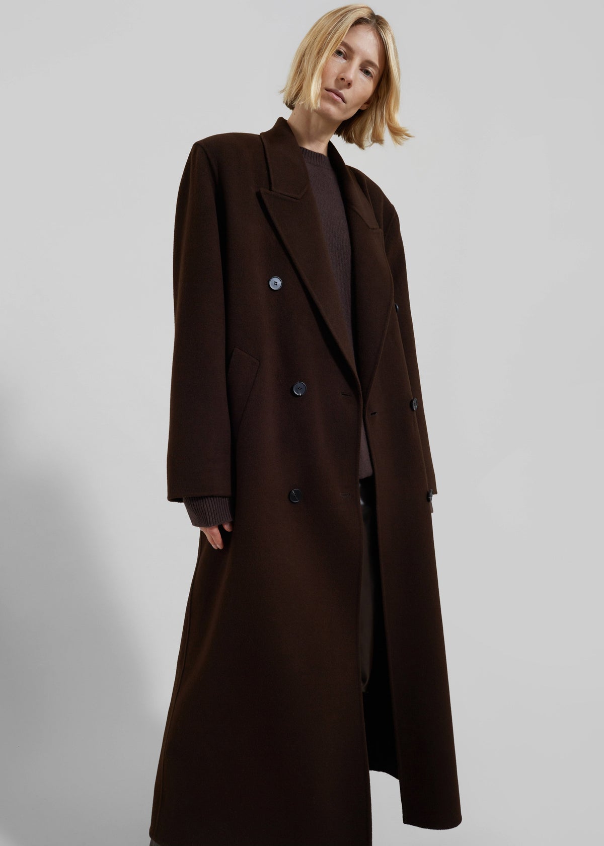 Gaia Double-Breasted Coat - Dark Brown β view 5 of 12