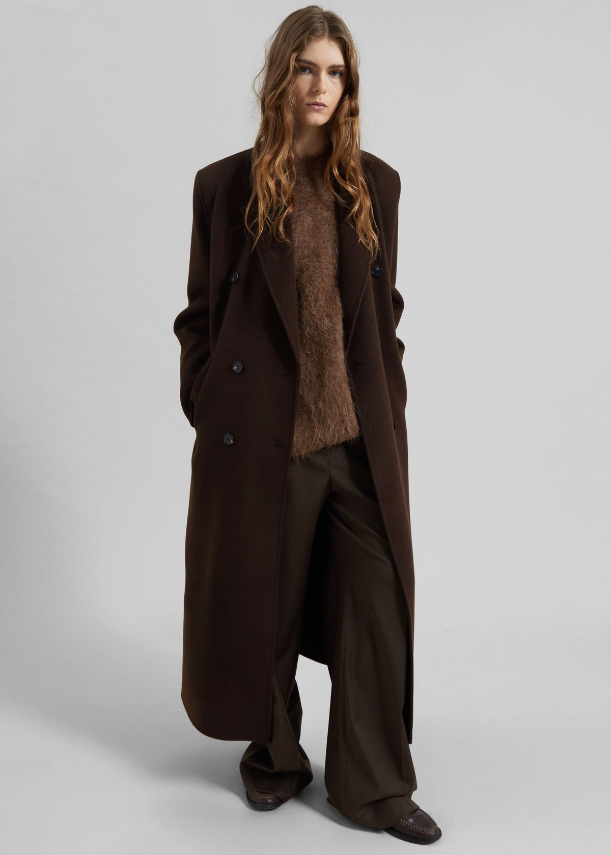 Gaia Double-Breasted Coat - Dark Brown β view 1 of 12
