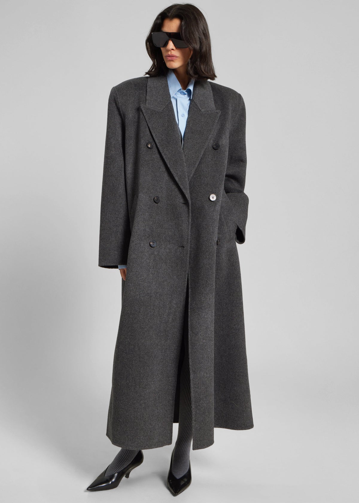 Gaia Double-Breasted Coat - Dark Grey Melange β view 4 of 8